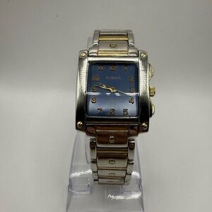 Florenzi Women's Watch Silver Gold Two-Tone Blue/Green Face (New Battery)